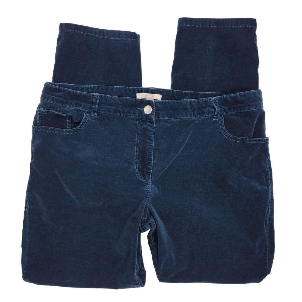 Chico's Women's Teal Velvet Feeling Jeweled Button Pants Size 3 (XL/16)